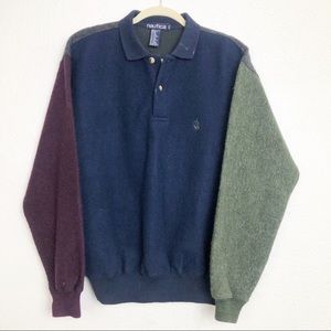 Nautica vintage wool Colorblock pull over sweater